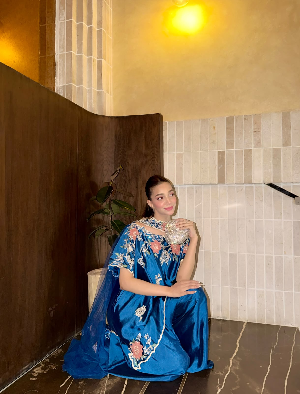 Kian – Sapphire Blue Off-Shoulder Embroidered Suit | Muntaha By Shanzay Fahad