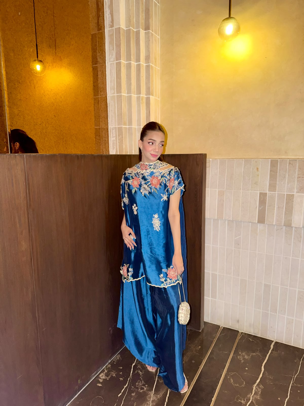Kian – Sapphire Blue Off-Shoulder Embroidered Suit | Muntaha By Shanzay Fahad