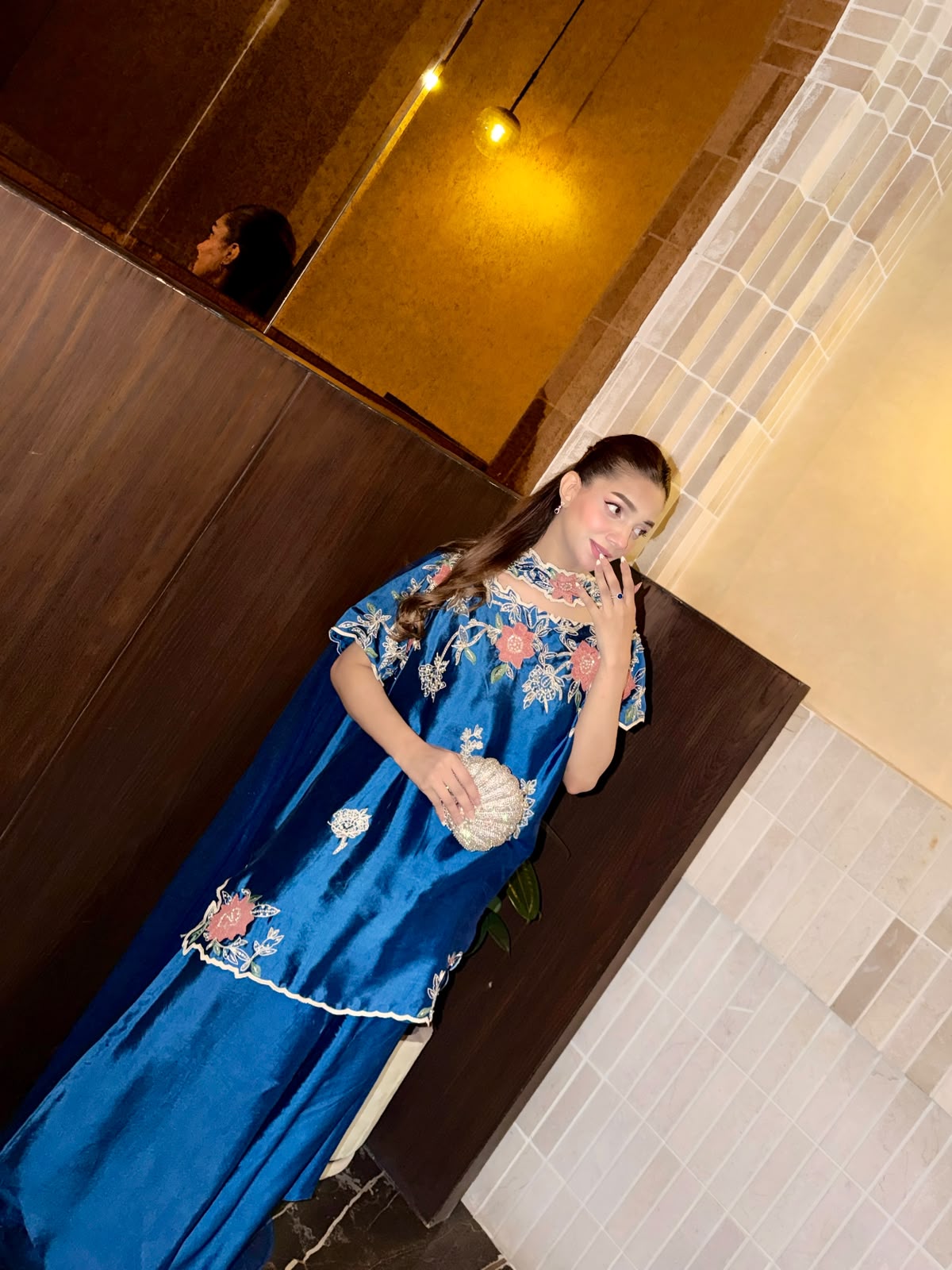 Kian – Sapphire Blue Off-Shoulder Embroidered Suit | Muntaha By Shanzay Fahad
