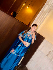 Kian – Sapphire Blue Off-Shoulder Embroidered Suit | Muntaha By Shanzay Fahad