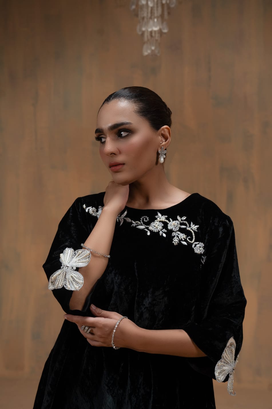 Black velvet drape