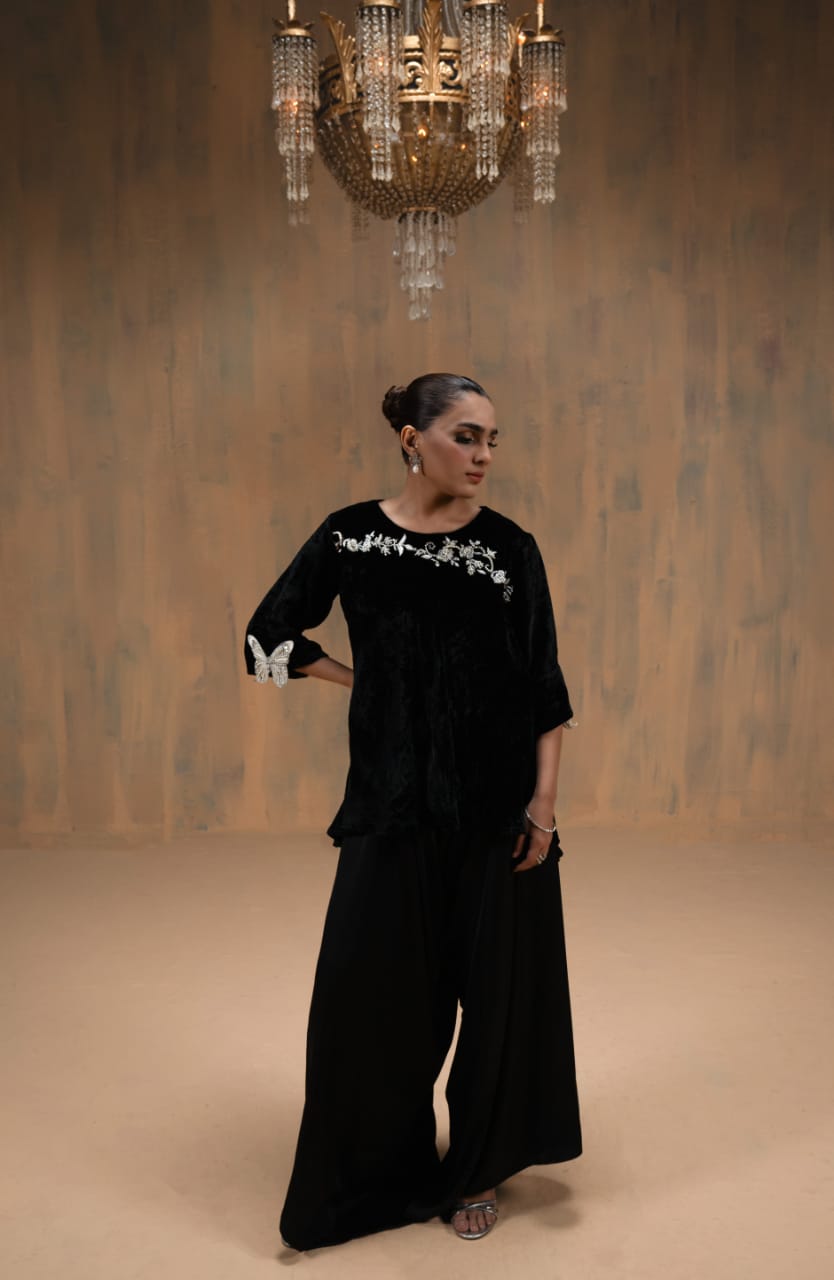 Black velvet drape