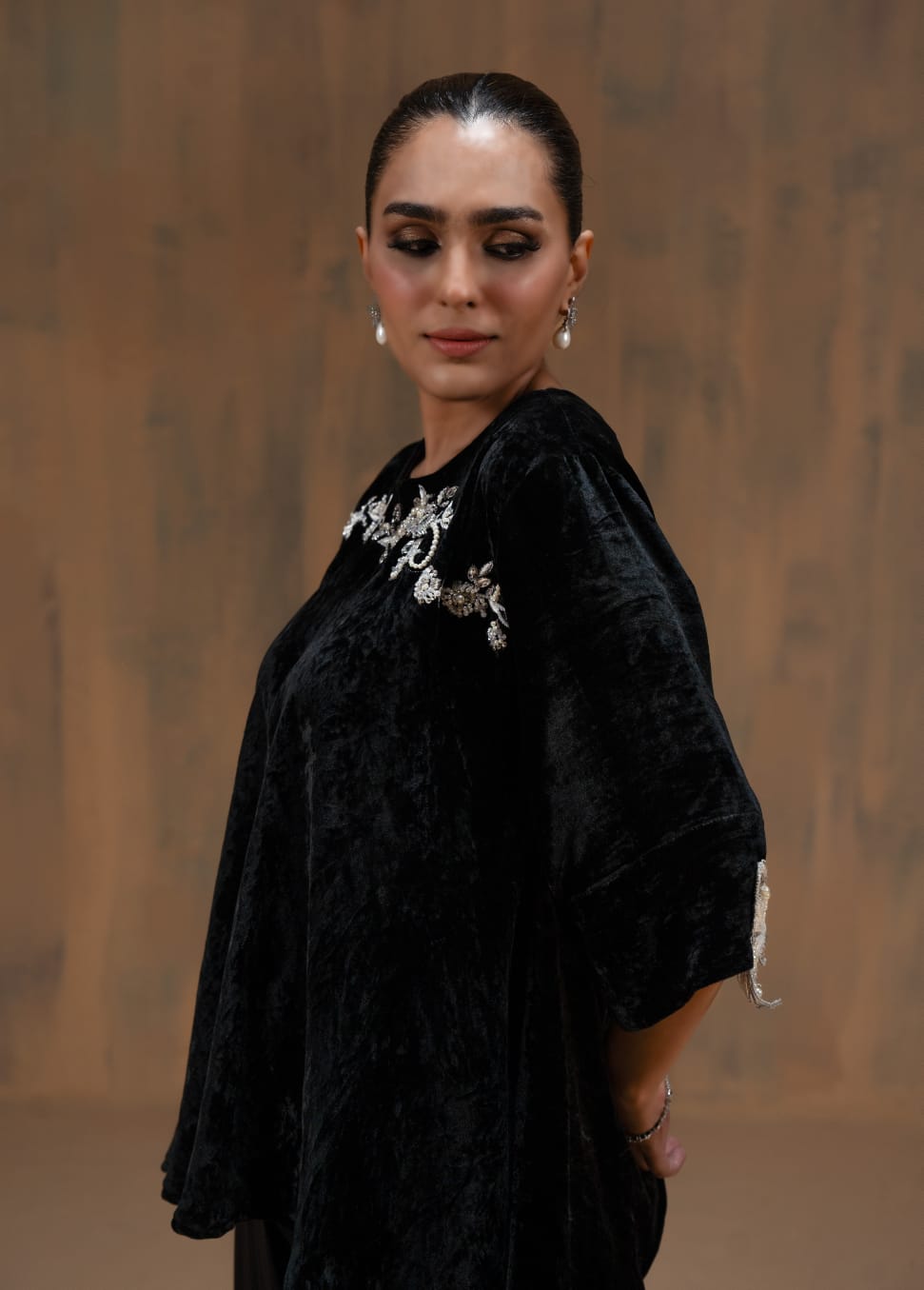 Black velvet drape