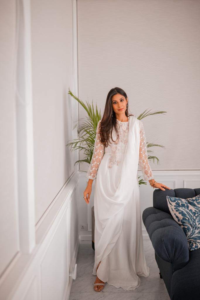 White Silk Drape Outfit