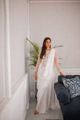 White Silk Drape Outfit