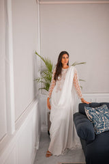 White Silk Drape Outfit