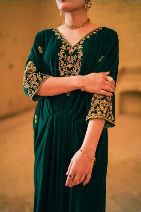 Green Velvet-Kaftan 