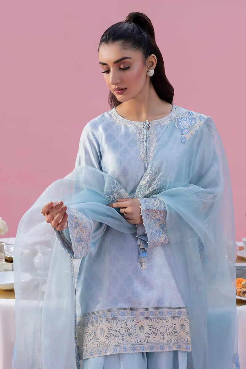 Heer – Ice Blue Embroidered Farshi Shalwar Suit | Muntaha By Shanzay Fahad