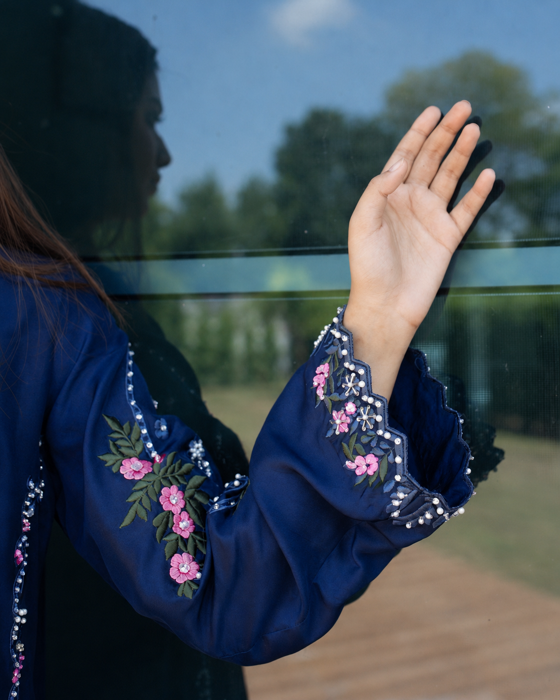 Noor-e-Navy CBR 207 navy blue embroidered 3 piece suit by Celine by Rumi available at Labels Islamabad